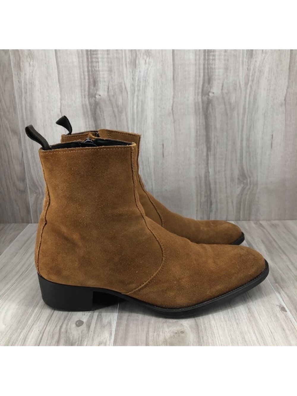 Zara Ankle Boots Womens EU 39 Brown Suede Zip Booties